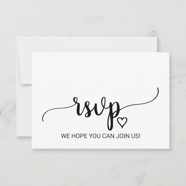 Simple Black Calligraphy Song Request RSVP Card (Front)