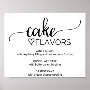 Simple Black Calligraphy Wedding Cake Flavours Poster