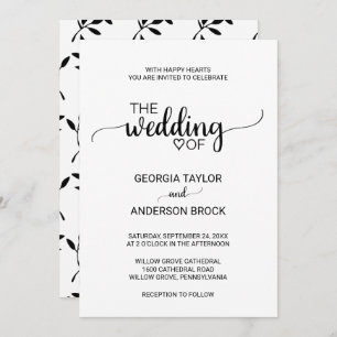 Simple Black Calligraphy Wedding Invitation
