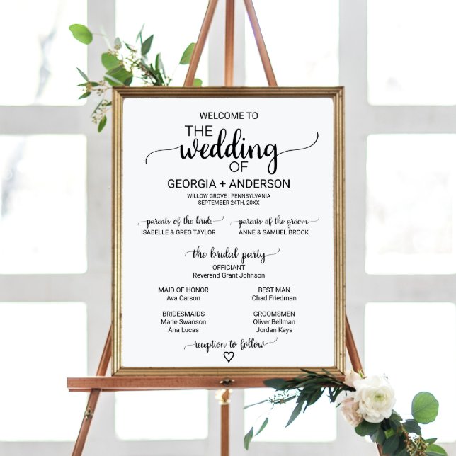 Simple Black Calligraphy Wedding Program Poster (Creator Uploaded)