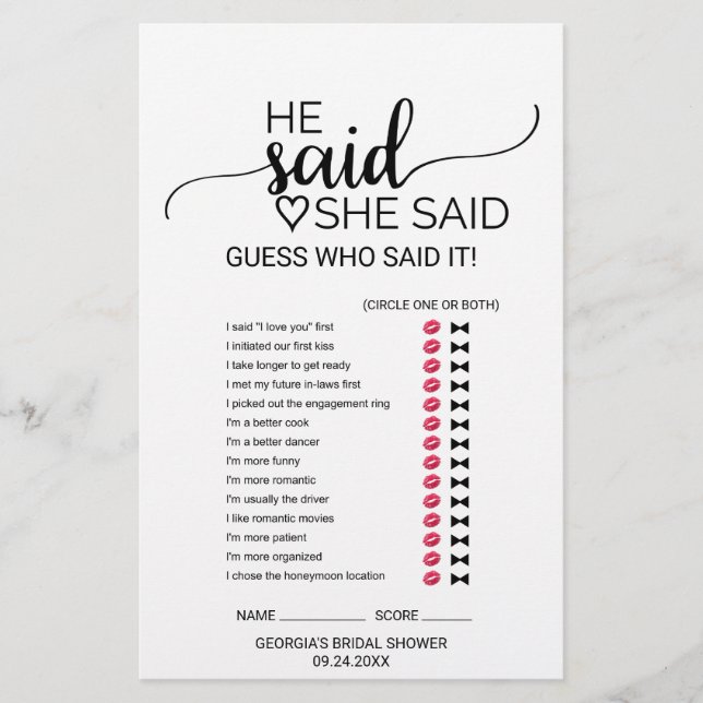 Simple Black Calligraphy Wedding Word Search Game (Front)