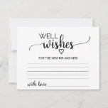 Simple Black Calligraphy Well Wishes Cards<br><div class="desc">These simple black calligraphy well wishes cards are the perfect activity for a rustic or modern wedding reception or bridal shower. The minimalist design features an elegant brush script font and a lovely feminine heart. Personalise these cards with the name of the bride and groom. Well Wishes sign is sold...</div>