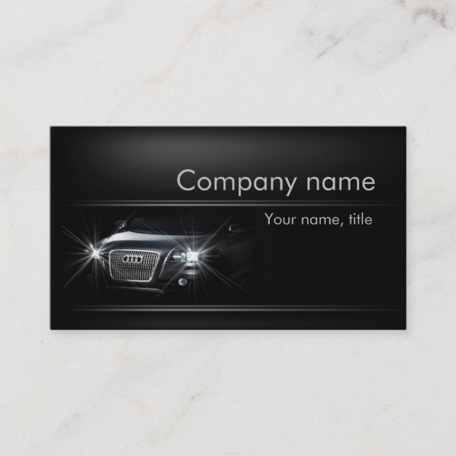 Simple Black Car In The Shadow Business Card (Front)