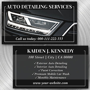 Simple Black Car Service Detailing Photo Template Business Card
