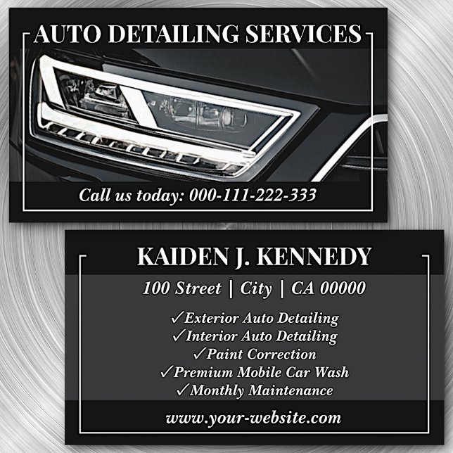 Simple Black Car Service Detailing Photo Template Business Card (Creator Uploaded)