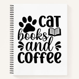 Simple Black "Cat Books and Coffee" Lover Gift