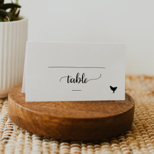 Simple Black Chicken Meal Option Wedding Place Card