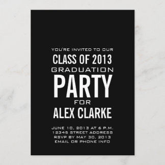 SIMPLE BLACK CLASS OF 2013 PARTY INVITATION