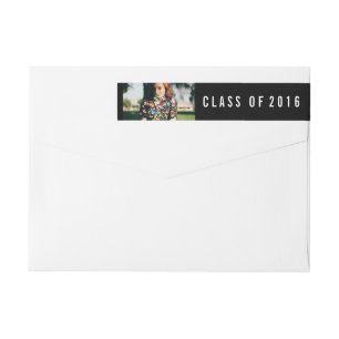 Simple Black Class Of 2016 Graduate Photo Wrap Around Label