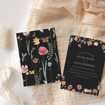 Simple Black Colourful Wildflower Floral Wedding