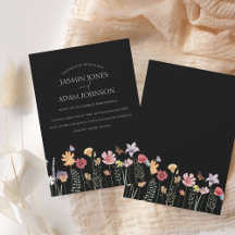 Simple Black Colourful Wildflower Floral Wedding