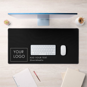 Simple Black Company Business Corporate Logo  Desk Mat