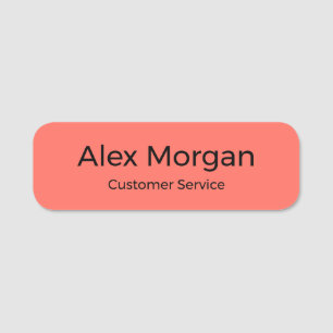 Simple Black & Coral Pink Magnetic with Safety pin Name Tag
