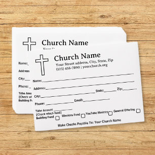 Simple Black Cross Church Tithe Offer Collection Envelope