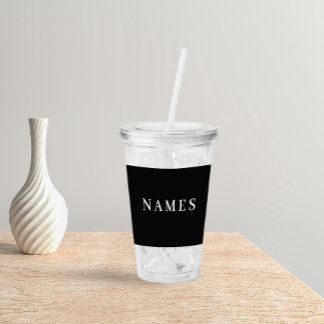 Simple Black Custom Add Your Name Elegant Acrylic Tumbler