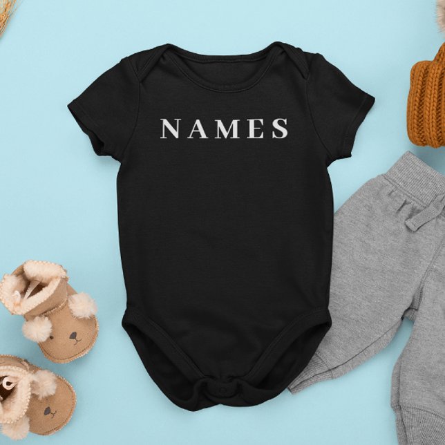 Simple Black Custom Add Your Name Elegant Baby Bodysuit (Creator Uploaded)