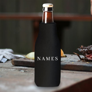 Simple Black Custom Add Your Name Elegant Bottle C Cooler