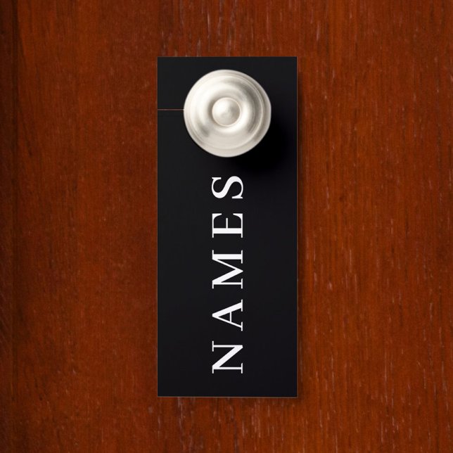 Simple Black Custom Add Your Name Elegant Door Hanger (Creator Uploaded)