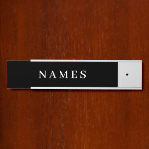Simple Black Custom Add Your Name Elegant Door Sign