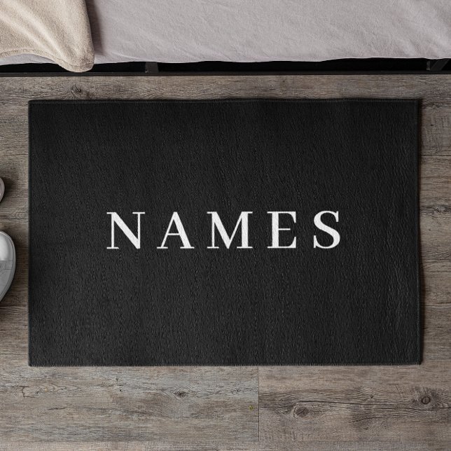 Simple Black Custom Add Your Name Elegant Doormat (Creator Uploaded)
