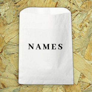 Simple Black Custom Add Your Name Elegant Favour Bag