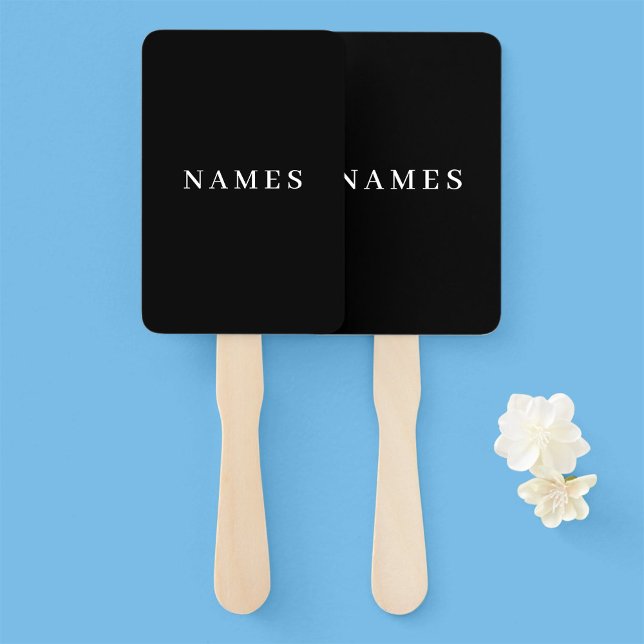Simple Black Custom Add Your Name Elegant Hand Fan (Creator Uploaded)