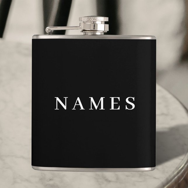 Simple Black Custom Add Your Name Elegant Hip Flask (Creator Uploaded)