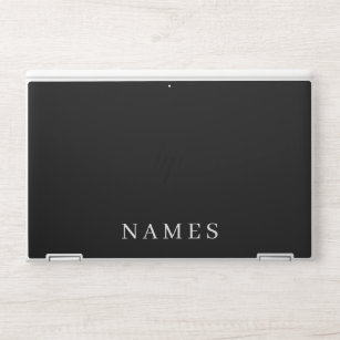Simple Black Custom Add Your Name Elegant HP Laptop Skin