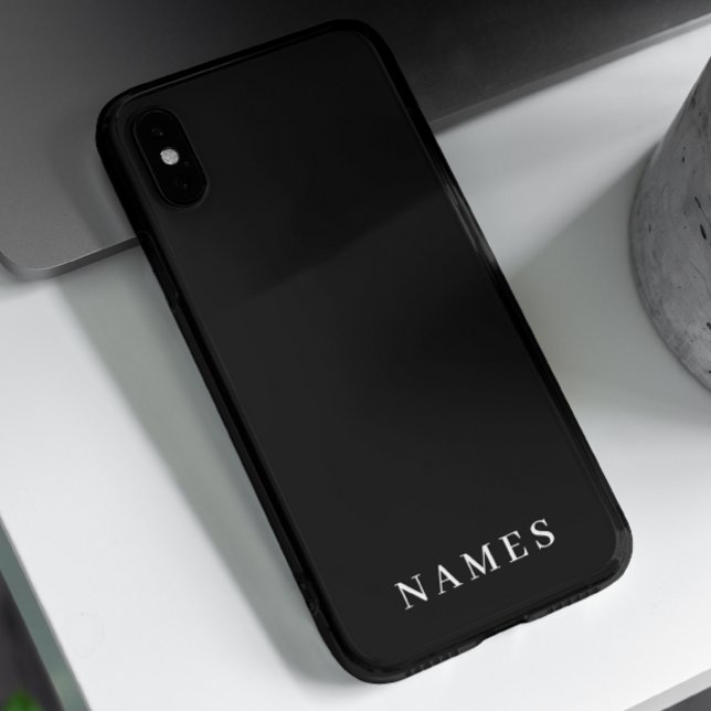 Simple Black Custom Add Your Name Elegant iPhone Case (Creator Uploaded)