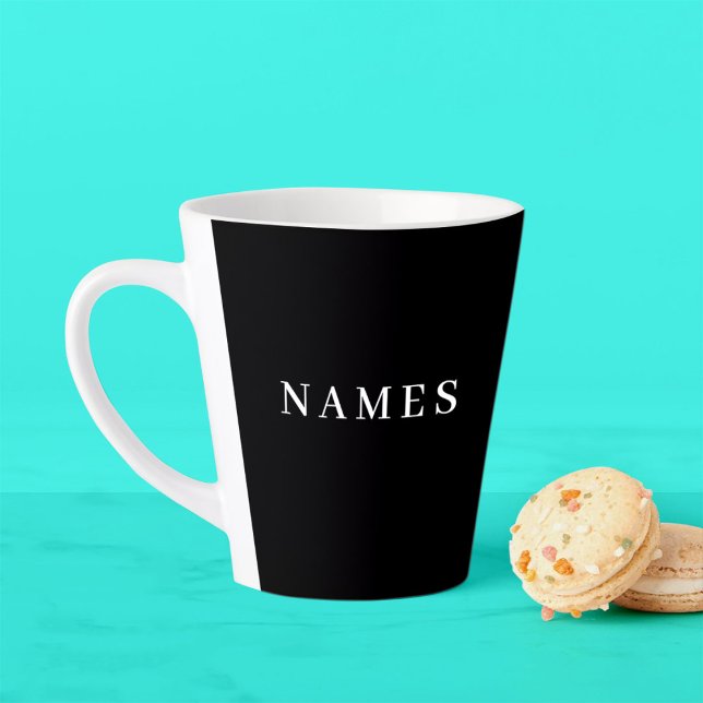 Simple Black Custom Add Your Name Elegant Latte Mug (Creator Uploaded)