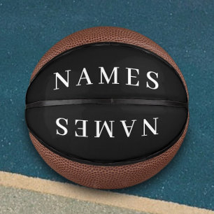 Simple Black Custom Add Your Name Elegant Mini Basketball