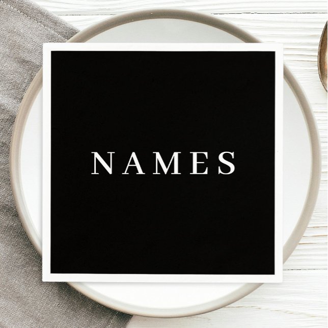 Simple Black Custom Add Your Name Elegant Napkin (Creator Uploaded)