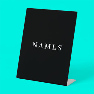 Simple Black Custom Add Your Name Elegant Pedestal Sign