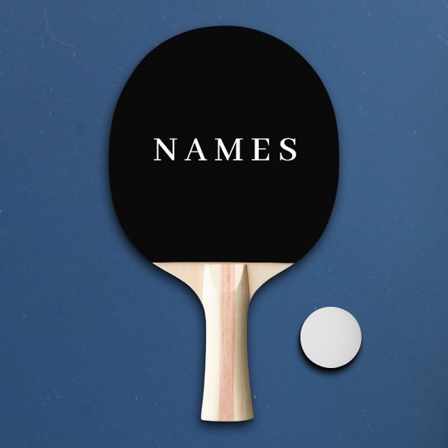 Simple Black Custom Add Your Name Elegant Ping Pong Paddle (Creator Uploaded)