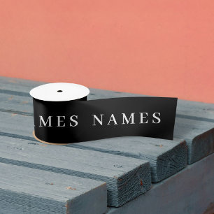 Simple Black Custom Add Your Name Elegant Satin Ribbon