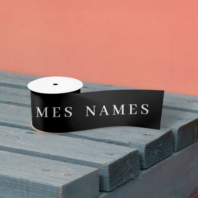 Simple Black Custom Add Your Name Elegant Satin Ribbon (Creator Uploaded)