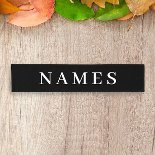 Simple Black Custom Add Your Name Elegant Short Table Runner