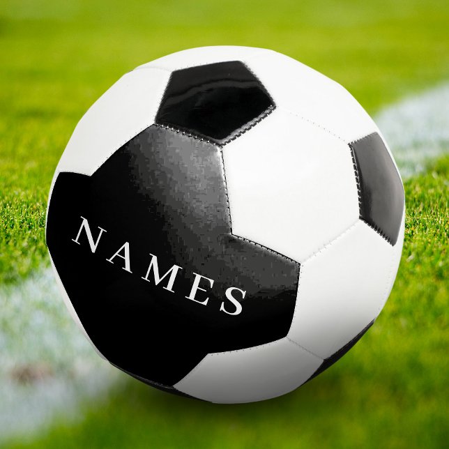 Simple Black Custom Add Your Name Elegant Soccer Ball (Creator Uploaded)