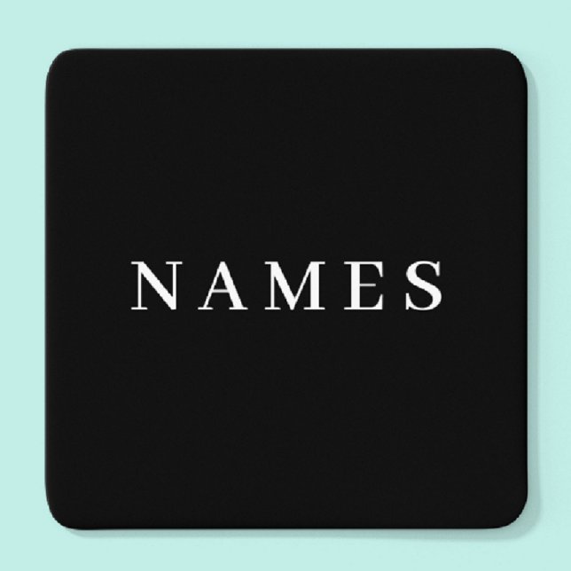 Simple Black Custom Add Your Name Elegant Square Paper Coaster (Creator Uploaded)