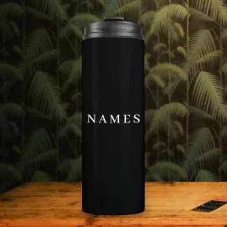Simple Black Custom Add Your Name Elegant Thermal Tumbler