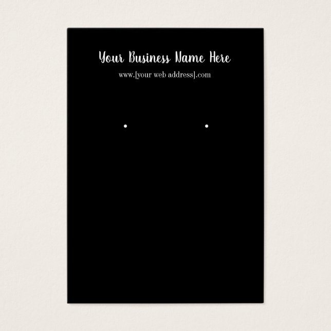 Simple Black Custom Earring Display Card (Front)