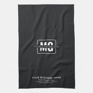 Simple Black Custom Monogram Logo Business Promo Tea Towel