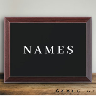 Simple Black Custom Name Elegant Award Plaque
