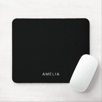 Simple Black Custom Name Mouse Pad