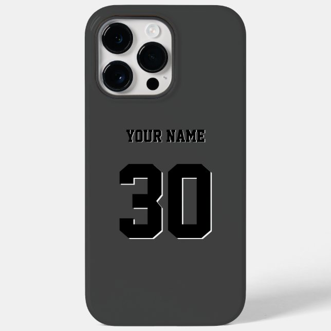 Simple Black Custom Number and Name Case-Mate iPhone Case (Back)