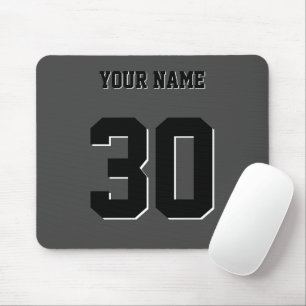 Simple Black Custom Number and Name Mouse Pad