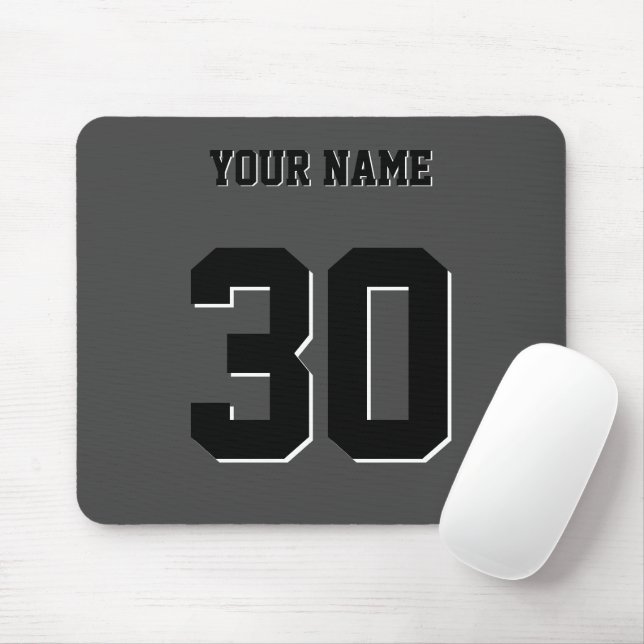 Simple Black Custom Number and Name Mouse Pad (With Mouse)