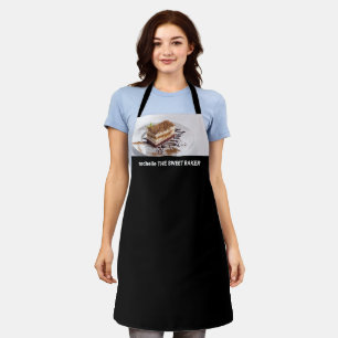 Simple black custom photo and name apron