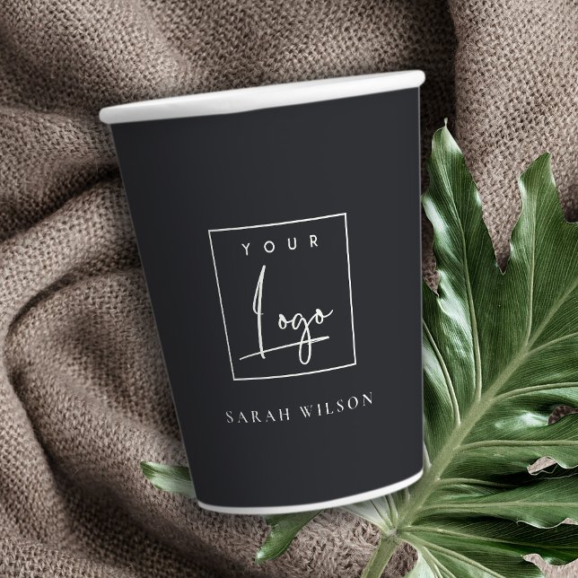 Simple Black Custom Promotional Business Logo Paper Cups (Creator Uploaded)