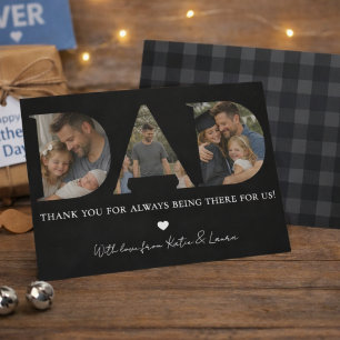 Simple Black Dad Photo Collage Father Day Gift Holiday Card